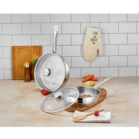 Resim Polochef 26 Cm & 28 Cm Yapışmaz 2'li Paslanmaz Çelik Tava Seti Diğer 