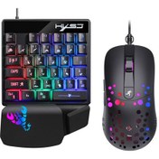 Resim Hxsj Kablolu Klavye Ve Fare Kombosu V400 35 Tuş Tek El Oyun Klavyesi+a904 Rgb Oyun Faresi Seti Pc Dizüstü Bilgisayar İçin 