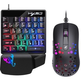 Resim Hxsj Kablolu Klavye Ve Fare Kombosu V400 35 Tuş Tek El Oyun Klavyesi+a904 Rgb Oyun Faresi Seti Pc Dizüstü Bilgisayar İçin 
