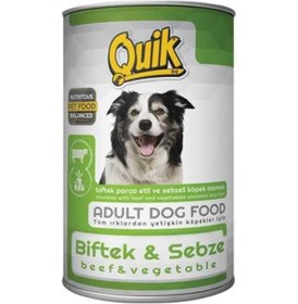Resim Quik Parça Biftek Etli ve Sebzeli Konserve Yetişkin Köpek Maması 415 G 