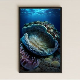Resim Desenli Dev Mercan Ve Su Altı Dünyası Temalı Pleksi Tablo 