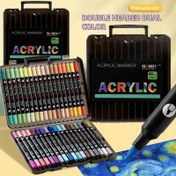 Resim 48 Renk Akrilik Marker Seti - Profesyonel Boyama Markeri, Çift Uçlu, Ultra Pigmentli Renkler & Taşınabilir Kılıf | Pürüzsüz Karışım, Yüksek Kaplama, Sanatçılar İçin Güvenilir, Seyahat ve Eskiz için 