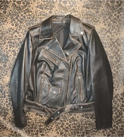 Resim Nyc Giyim Tekstil & Deri Hakiki Deri Kadın Ceket Slim-fit Biker Model Motorcu Tarzı Eskitme Siyah - Kahverengi 