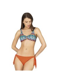 Resim Endeep Kadın Desenli Dokulu İpli Bikini Takımı Turuncu 