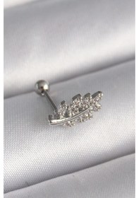 Resim Mey İthalat 316l Çelik Gümüş Renk Zirkon Taşlı Dal Tragus Piercing 