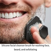 Resim Erkekler için Silikon Yüz Temizleme Fırçası - Derin Gözenek Temizliği ve Siyah Nokta Çıkarma İçin İki Taraflı Peeling, Hassas Açık Bej Renkli Su Geçirmez Yüz Ovma Aleti, Günlük Bakım Esansiyeli (Siyah) | İki Yüzlü Fırça | Dokulu Tutuş 