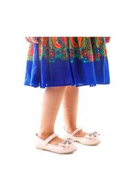 Resim Kiko Kids Papyon Taşlı Cırtlı Kız Çocuk Babet Ayakkabı 254 Rugan Pudra 