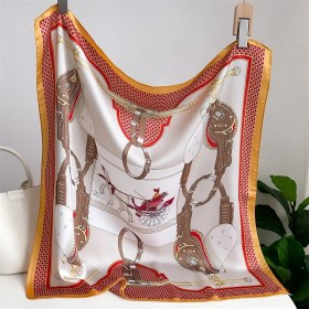 Resim Fernca1 Çizgili Eşarp Ipek Eşarp 70CM Küçük Kare Kafa Bandı Saç Türbanı Kravat Çanta (Yurt Dışından) 