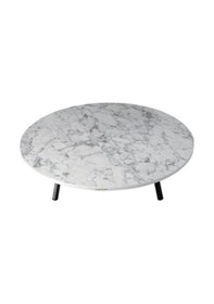 Resim 80 Cm Çap - Ahşap Kaplama Katlanabilir Yer Sofrası - Oyun Masası - 21 Cm Yükseklik Beyaz Mermer 