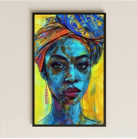 Resim Grafik Stilde Renkli Afrika Kadını Portresi Şeffaf Pleksi Tablo 