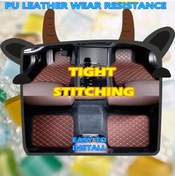 Resim Honeybeeshop Tesla 4-5 Kişilik Modeller İçin Premium Suni Deri Zemin Matı Kahverengi Kaymaz Lüks 