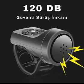 Resim YENİTECH Bisiklet Zili & Alarm USB Şarjlı 120 dB Yüksek Ses 4 Zil Sesi Hırsızlık Önleyici Su Geçirmez 