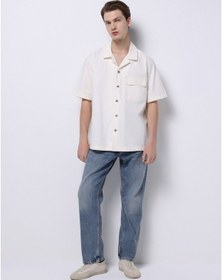 Resim Colin's Colins Oversize Fit Klasik Yaka Düz Erkek Bej Kısa Kol Gömlek Cl1074791 Q1.v1 Dn44278 Denim 