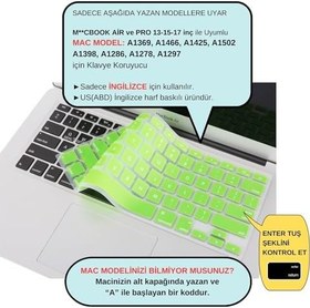 Resim McStorey MacBook Klavye Koruyucu US ANSI – Air A1369 A1466 & Pro A1278 A1425 A1502 A1286 A1398 Uyumlu – Amerikan İngilizce Düz Enter – İnce Silikon Yeşil 