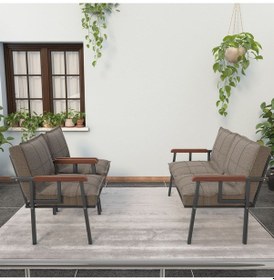 Resim Mygusi Modern'' Metal Kanepe Koltuk Takımı - 2 1 1 Capucino 