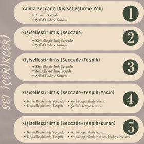 Resim Kişiselleştirilmiş İsme Özel Seccade Kuran Tesbih Hediye Seti, Hediyelik İsimli Seccade Seti - Kişiselleştirilmiş ( Seccade + Tesbih + Kuran ) 