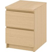 Resim Komodin, Ağartılmış Meşe Kaplama 40x55 Cm Malm Komodin 40x55 Cm 2 Çekmeceli Şifonyer 