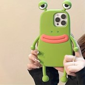 Resim Sevimli Komik 3D Büyük Gözlü Kurbağa Silikon Kılıf iPhone 15 14 13 12 11 Pro Max için Sevimli Koruyucu Darbeye Dayanıklı Yumuşak Kapak 