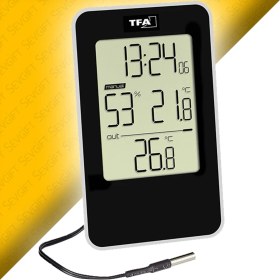 Resim Sevgift Dijital Sıcaklık ve Nem Göstergesi – Kablolu Dış Sıcaklık Sensörlü, Iç Dış Ortam Ölçer, Yüksek Hassasiyetli Termometre | Tfa 30.5048.01 