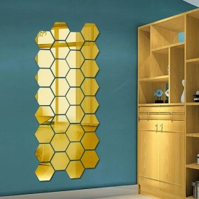 Resim Venüs Shopping Yapışkanlı Akrilik Gold Ayna Seti 12 Adet 