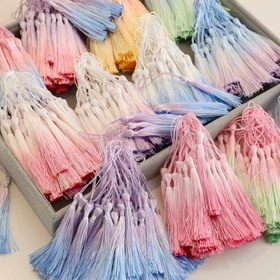 Resim 10 Adet El Boyaması Gradyan Püskül Saçak, Dikey Kitap Ayracı Kolye Uçları, DIY Saç Aksesuarları, Ev Dekorasyonu İçin Uygun, Hobi Malzemeleri 