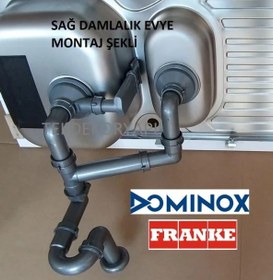Resim DOMİNOX FRANKE EVYE SİFON TAKIMI 1,5 GÖZ KARE TAŞMALI 
