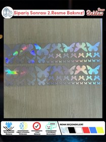 Resim Onur Reklam Holografik Kelebek Sticker Seti – Suya Dayanıklı 62’li Dekoratif Etiket 