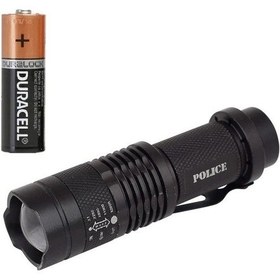 Resim Cree Q5 Led Zoomlu Pilli Mini Feneri 14500 Pil İle Çalışma Özelliği Siyah 