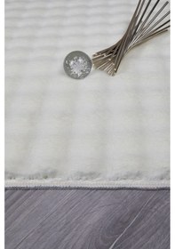 Resim Bubble Oval Yumuşak Peluş Kaymaz Salon Oturma Odası Balkon Halısı Yolluk Krem 