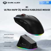 Resim Leaven Dark Alien X1 Kablosuz 3 Modlu Ultra Hafif Oyuncu Mouse- 59 Gram 400 Mah Batarya- Makrolu 