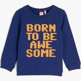 Resim Erkek Bebek Pamuklu Baskılı Bisiklet Yaka Sweatshirt 