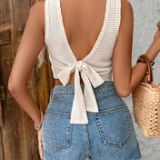 Resim Kadınların şık kolsuz tank topu, beyaz, yuvarlak yaka, kot ve etekler için yazlık rahat giyim, yazlık tank top 