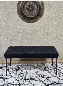 Resim Zafir Siyah Boyalı Tel Ayaklı 90 Cm Puf Bench - Puf - Bench - Kasalı Oturak - Oturak - Yatak Ucu Puf Siyah 