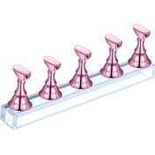 Resim Manyetik Akrilik Tırnak Sanat Standı, Uygulama İçin Yeniden Kullanılabilir Macun ile - DIY Tırnak Kristal Sergileme, Pembe 