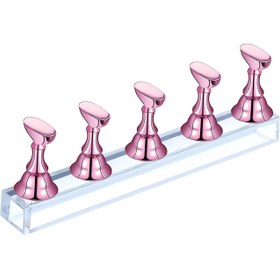 Resim Manyetik Akrilik Tırnak Sanat Standı, Uygulama İçin Yeniden Kullanılabilir Macun ile - DIY Tırnak Kristal Sergileme, Pembe 