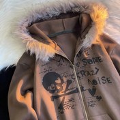 Resim Gavin Y2K Kişilik Baskılı Yöneltmeli Beanie Hoodie 