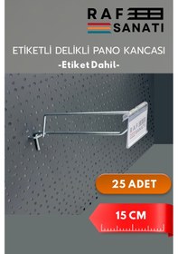 Resim Etiketli Delikli Pano Kancası 15 Cm 25 Adet Tel Askı Kancası Delikli Panel Raf Askısı Fon Kancası Metalik 