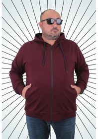 Resim Starbattal Büyük Beden Basic Mevsimlik Fermuarlı Kapüşonlu Sweat 22751 Murdum-Murdum 