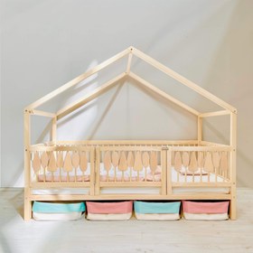 Resim Woodland Montessori House Floor Bed with Storage Space - US Full / Option 2 