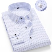 Resim Floral Desenli Şık Beyaz Polyester, Esnek Olmayan, Tüm Mevsimler İçin Uygun, Düzenli Kesim, Yetişkinler İçin Mükemmel, Yaka Detaylı, Düğmeli, Tüm Mevsimler İçin Uygun Gömlek|Şık Yaka Gömlek|Poliester Kumaş 