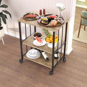 Resim Rolla Tekerlekli 3 Katlı Sunum ve Servis Arabası 