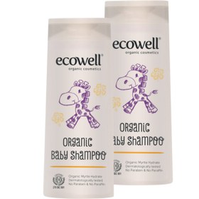 Resim Ecowell Bebek Saç & Vücut Şampuanı Set, Organik & Vegan Sertifikalı, Parabensiz Doğal Konak Önleyici 2x300ml 