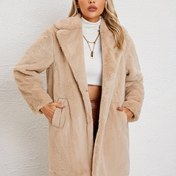 Resim Fuzzy Orta Uzunlukta Palto, Rahat Açık Ön Uzun Kollu Dış Giyim, Kadın Giyim 