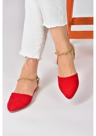 Resim Fox Shoes Kırmızı Dore Süet Kadın Babet B726024402 Kırmızı 