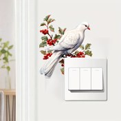 Resim 1 adet Yaratıcı Çiçek & Kuş Baskılı Duvar Stickerı - Ev & Yurt Dekoru için Mükemmel, İdeal Tatil Hediyesi, Duvar Stickerları Ev Dekoru 