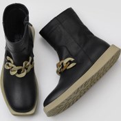 Resim Bueno Shoes Siyah Haki Deri Kadın Düz Bot 01wv9704 