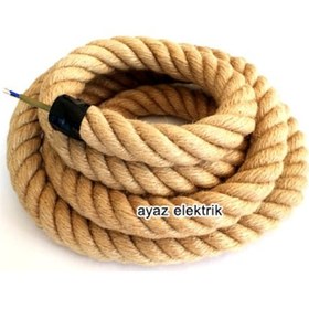 Resim 3Cm Dekoratif Örgülü Kalın Hasır Halat Kablo, 50 Metre 