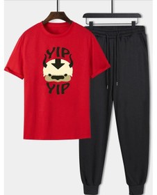 Resim Unisex Avatar Appa Baskılı 2'li Eşofman Takımı Kırmızı 