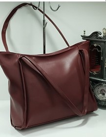 Resim Soft Suni Deri Büyük Boy Kadın Omuz Çantası 