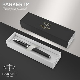 Resim PARKER IM Tükenmez Kalem, Mat Siyah Krom Süs Parçaları, Siyah Mürekkepli İnce Uç, Hediye Kutusu 